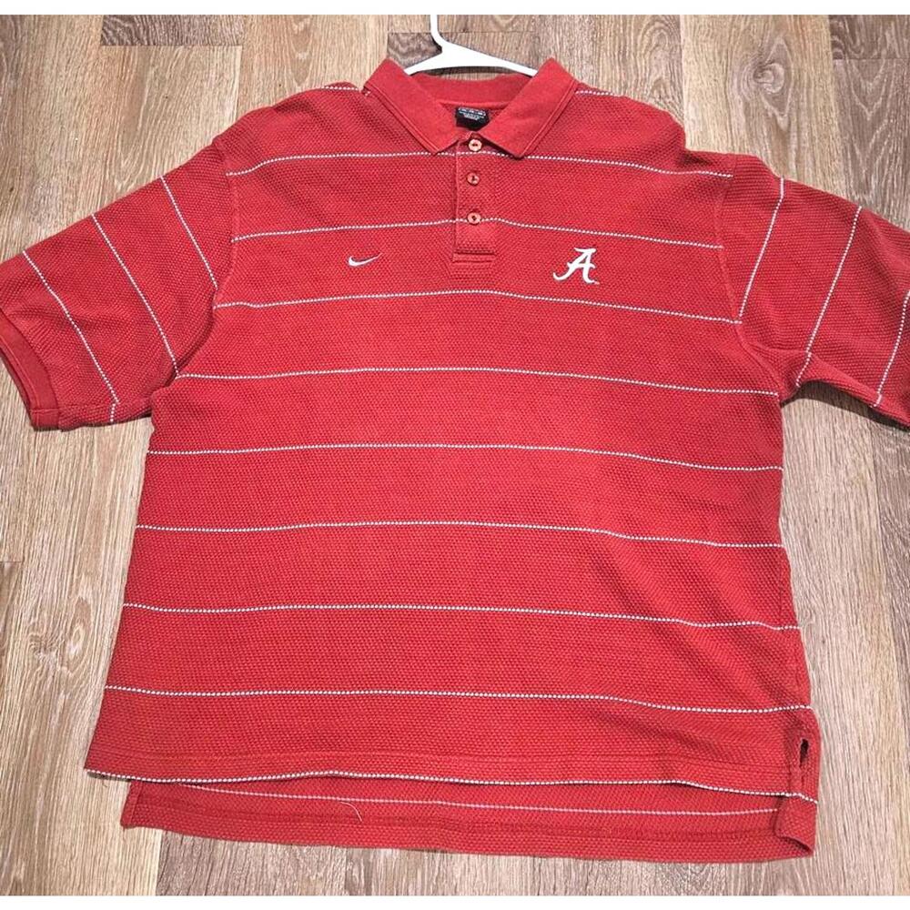 Nike Red Striped Alabama Crimson Tide Polo Shirt Size XL